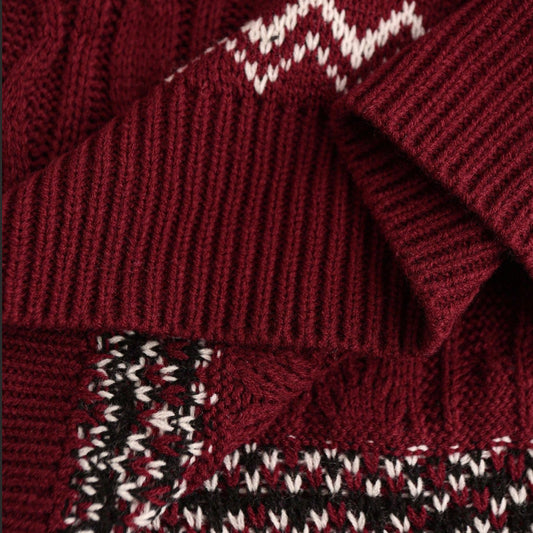 Pull de Noël Homme – Motifs Bonhommes de Neige – Tricot Rouge Festif & Confortable