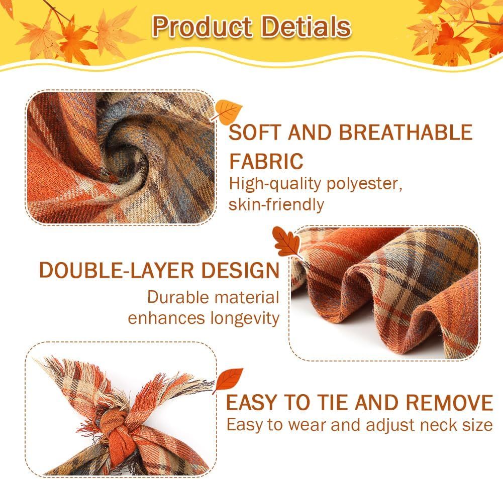 Bandana Écharpe pour Chien – Style Plaid Automne & Hiver, Doux & Confortable