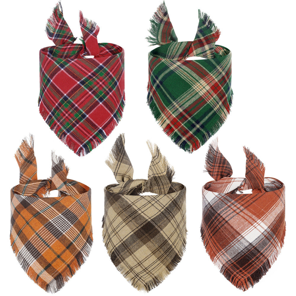 Bandana Écharpe pour Chien – Style Plaid Automne & Hiver, Doux & Confortable
