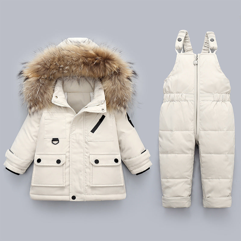 Ensemble Hiver Bébé & Enfant – Manteau Fourré + Salopette Matelassée Ultra Chaude