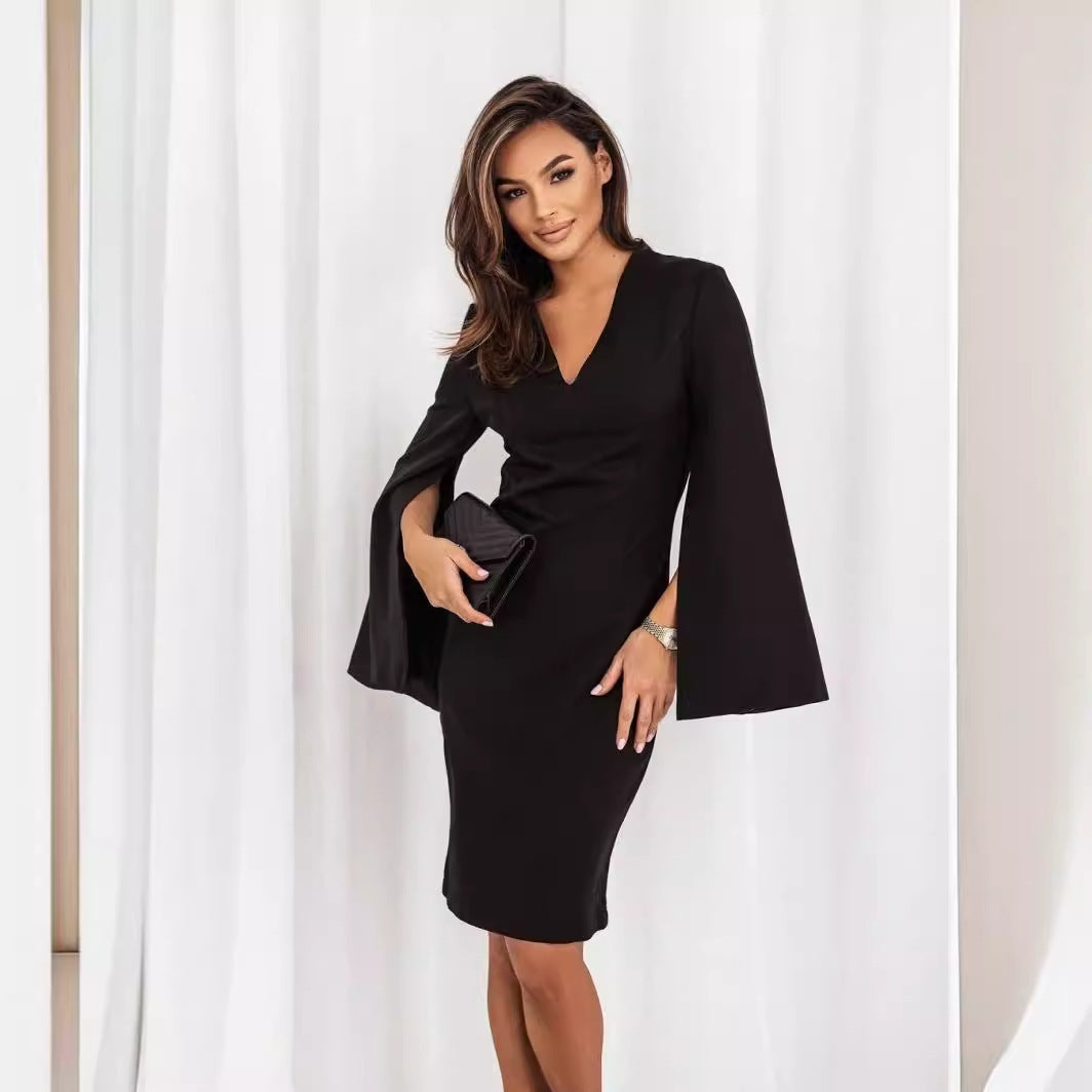 Robe Chic Femme – Manches Cape Élégantes & Coupe Flatteuse