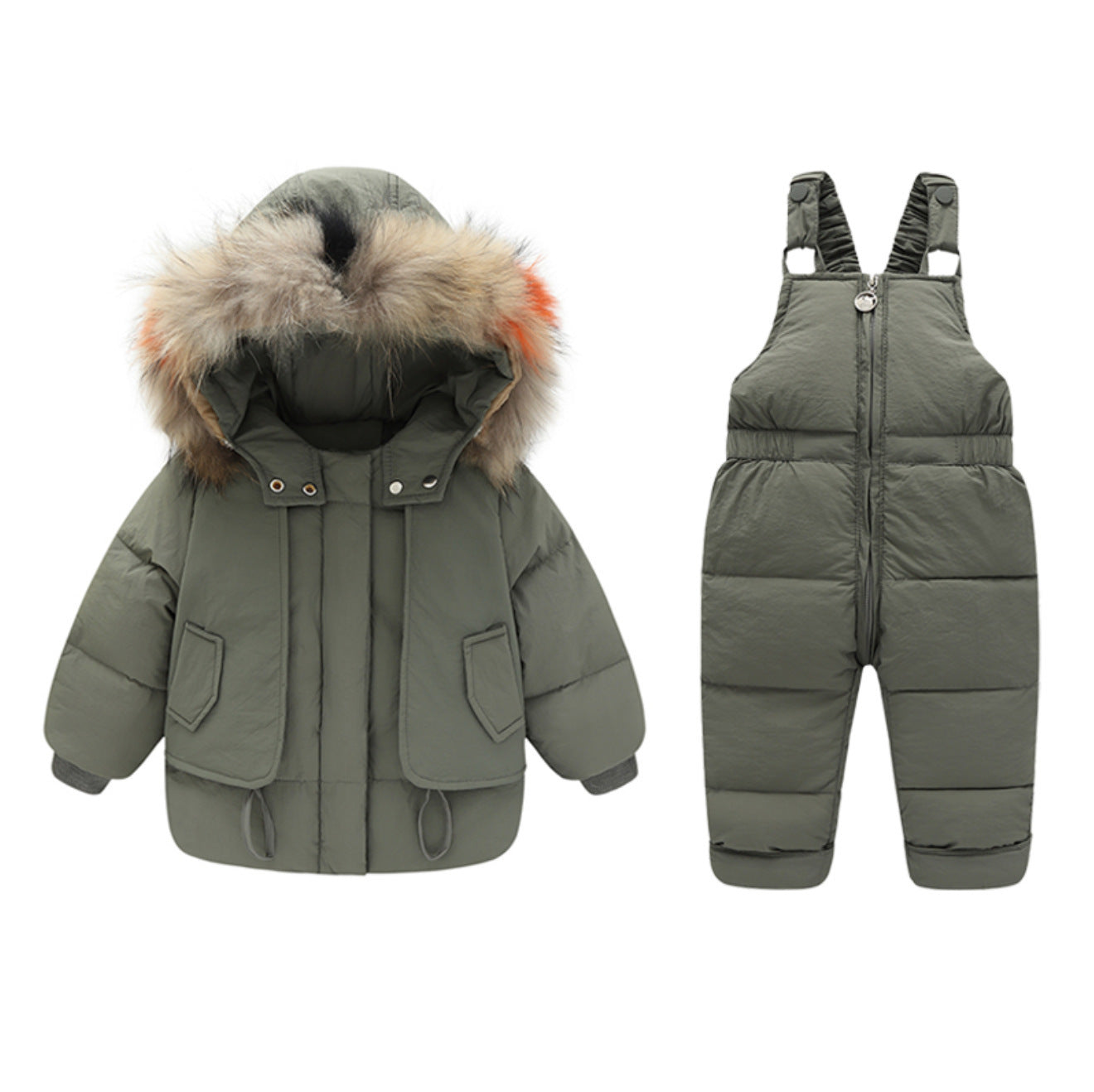 Ensemble Hiver Bébé & Enfant – Manteau Fourré + Salopette Matelassée Ultra Chaude
