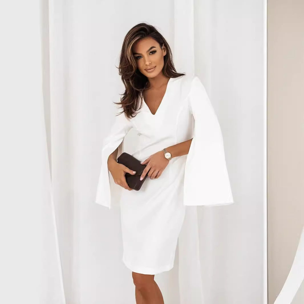 Robe Chic Femme – Manches Cape Élégantes & Coupe Flatteuse