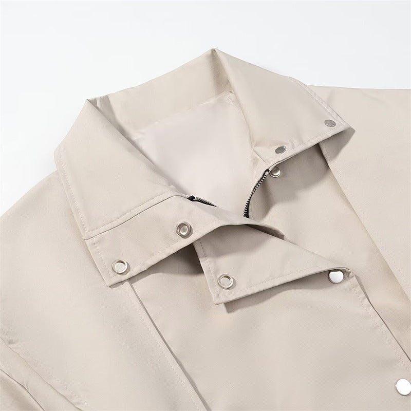 Manteau Court Beige Femme – Coupe Moderne & Ceinture Élégante